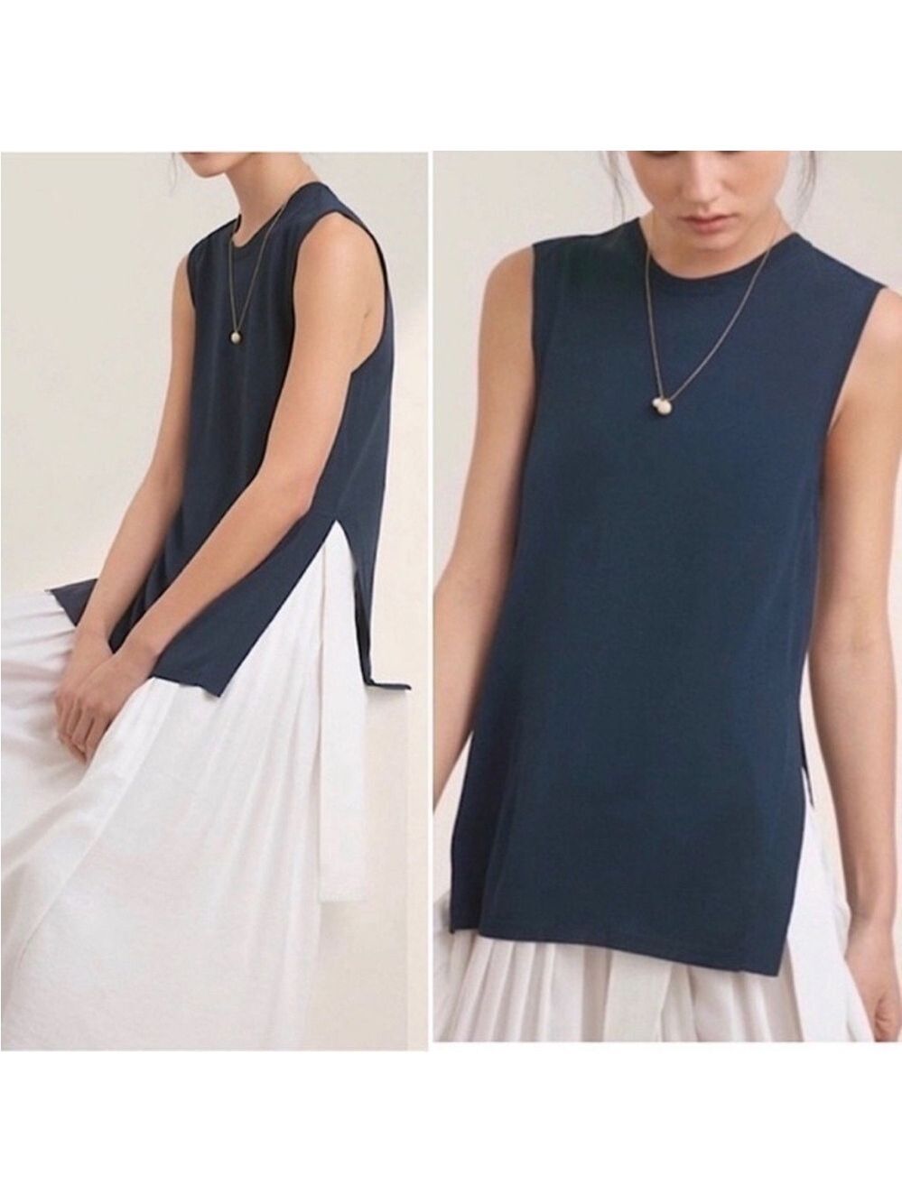 Wilfred Aritzia Palmier Sleeveless Split Hem Long Tunic Knit Sweater Top XS